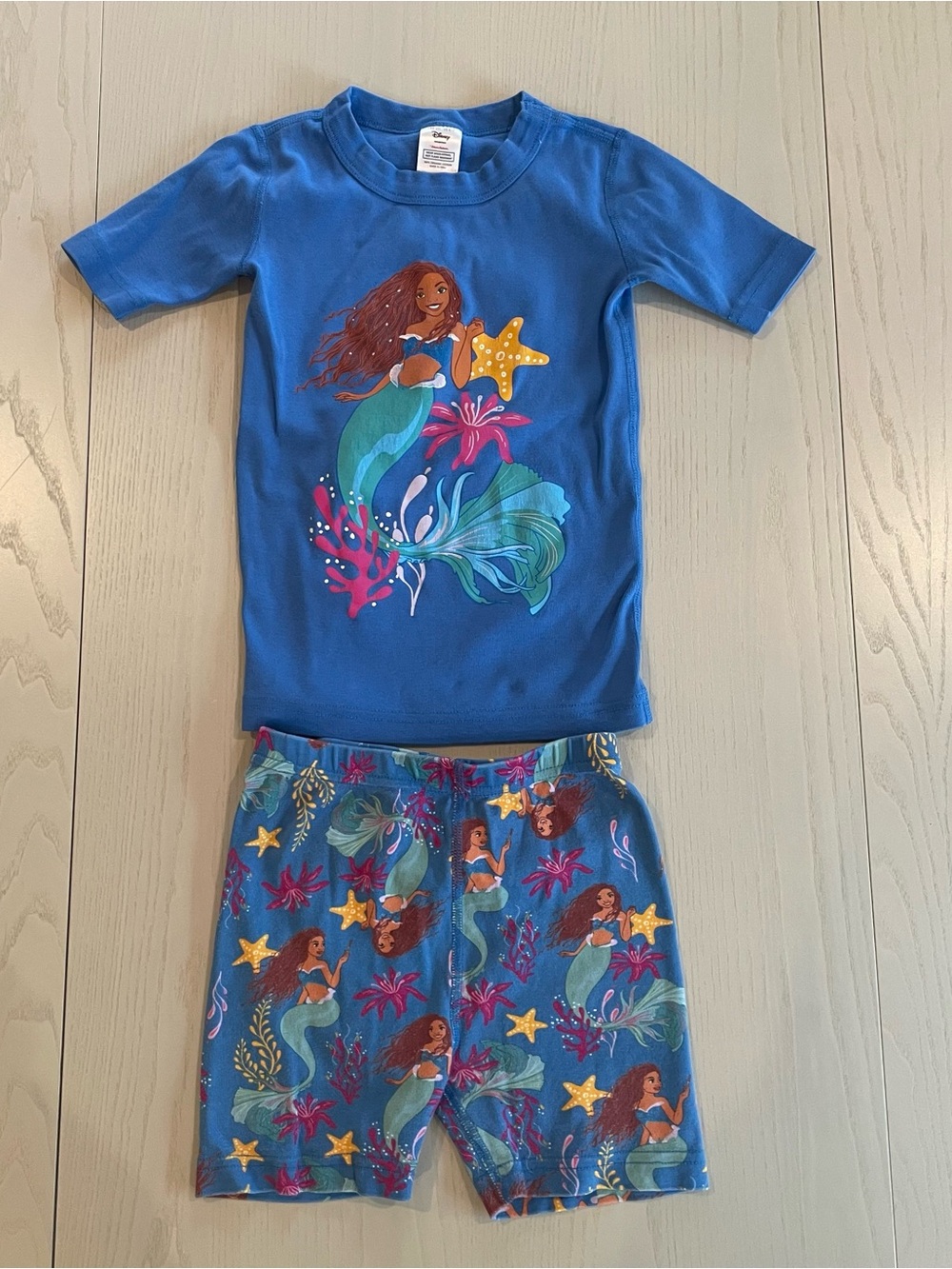 Hanna Andersson Disney HannaJams Short John Pajama Set Little Mermaid - 6-7 120